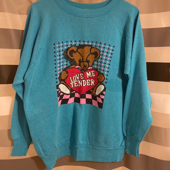 Vintage Tops - Love Me Tender Vintage Teddy Bear Sweatshirt
